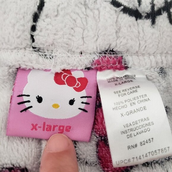 Sanrio Hello Kitty Fleece PJ Pants White Drawstring Lounge Sleep Womens Size XL - Picture 4 of 10